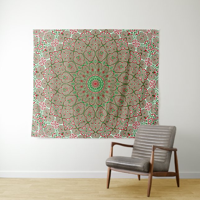 Tapete De Parede Boho Hippie Funky Trippy Ornamentado Natal Mandala (In Situ (Horizontal))