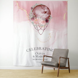 Tapete De Parede BOHO Luar Pó Rosa Desbotado Aquarela Celestial
