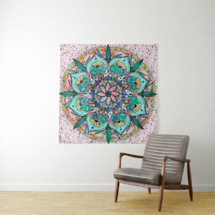 Tapete De Parede Boho Mandala Colorida Watercolor Floral