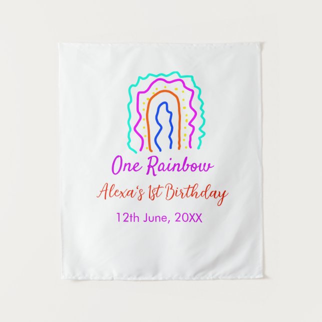 Tapete De Parede Boho Rainbow, um aniversário de crianças brilhante (Frente)