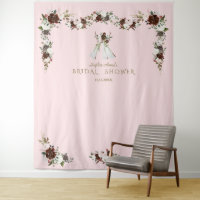 Boho Teepee Burgundy Creme Floral Chá de Noiva