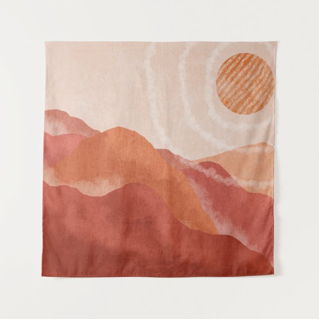 Tapete De Parede Boho terracotta, abstrato poster. (Frente)