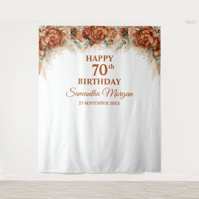 Tapete De Parede Boho tropical grama das pampas palmeira 70º aniver (Frente)