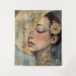 Tapete De Parede Boho Vintage Woman e Half Moon