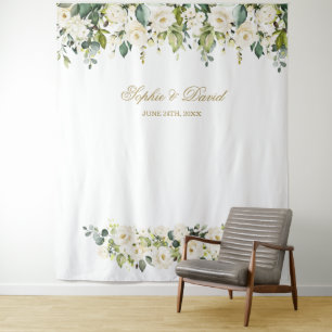 Tapete De Parede Boho White Flowers Foto de Booth