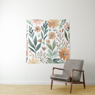 Tapete De Parede Boho Wildflower Watercolor Floral Pastel Wall