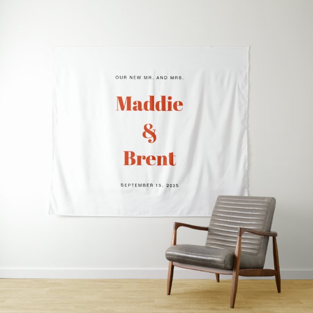 Tapete De Parede Bold Modern Orange Typography Wedding Backdrop (In Situ (Horizontal))