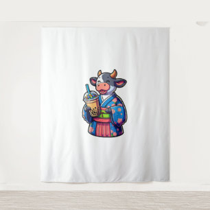 Tapete De Parede Bolha de Bebendo de Vaca Chá Japonês Kimono _2