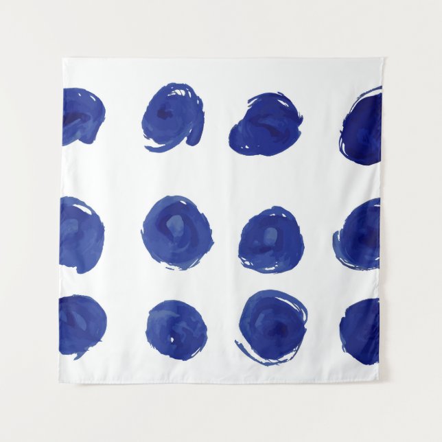 Tapete De Parede Bolinhas, cor d'água azul indigo. (Frente)