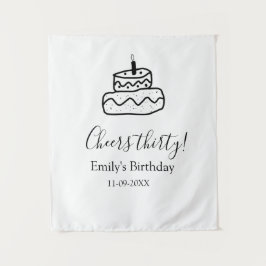 Tapete De Parede Bolo de aniversário de trinta anos com rabiscos pr