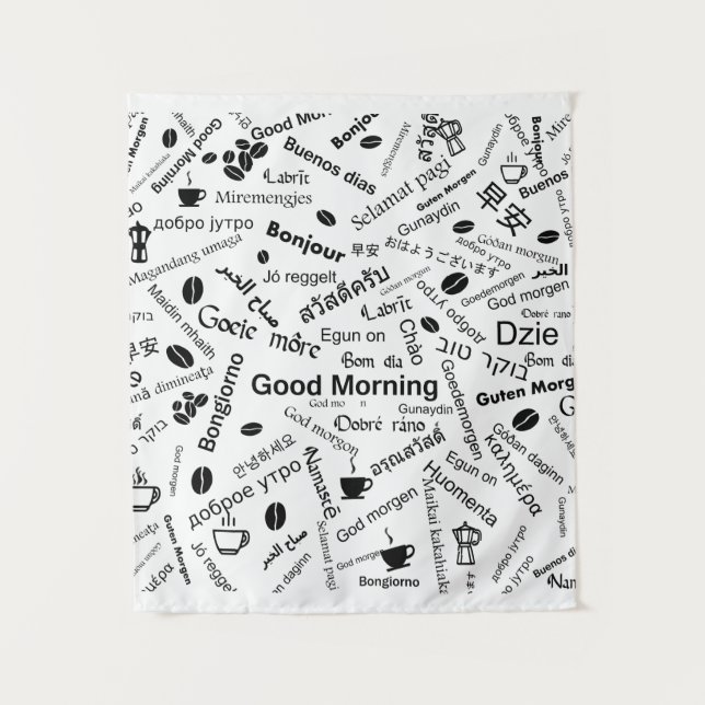 Tapete De Parede Bom dia em todas as línguas da palavra (Frente)