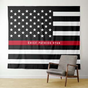 Tapete De Parede Bombeiro Thin Red Line American Flag Monograma