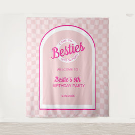 Tapete De Parede Boneca Retro Rosa Deixa Festa Aniversário