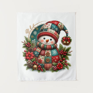 Tapete De Parede Boneco de Neve de Patchwork de Natal