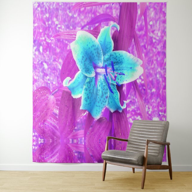 Tapete De Parede Bonito Aqua Blue Stargazer Lily em Roxo (In Situ)