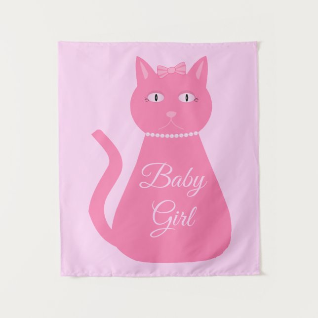 Tapete De Parede Bonito Gato De Bebê Rosa (Frente)
