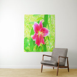 Tapete De Parede Bonito Stargazer Rosa Profundo Lily no Verde limão