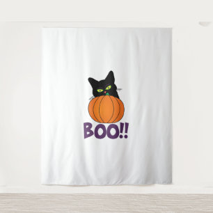 Tapete De Parede Boo Funny Jolly Cat Pumpkin Peeking Pumpkin parte 