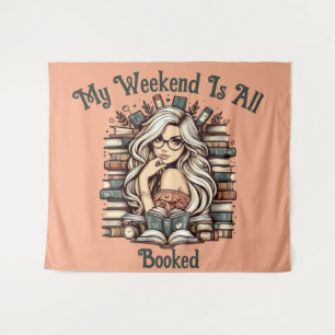 Tapete De Parede Bookish Bliss: Rapariga Entre Livros