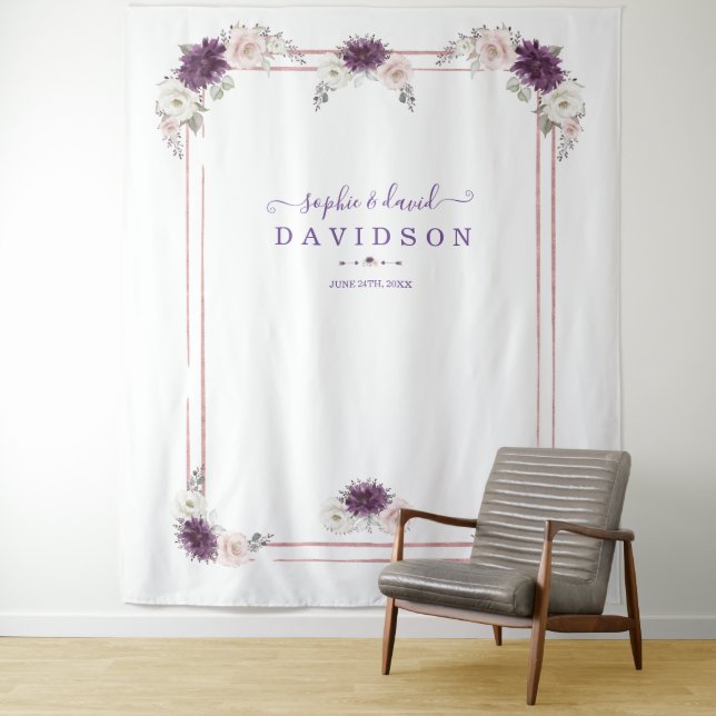 Tapete De Parede Booth de Foto Floral Lavanda Bege Casamento Dourad (In Situ)