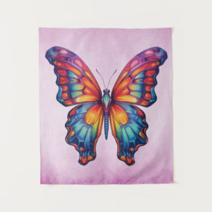 Tapete De Parede Borboleta Azul Laranja Asas