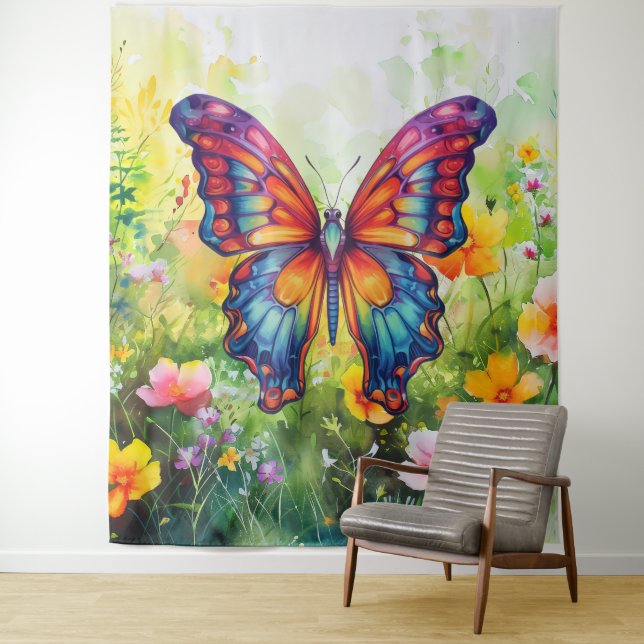 Tapete De Parede Borboleta Azul Laranja Asas (In Situ)