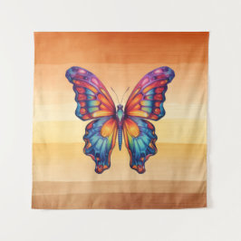 Tapete De Parede Borboleta Azul Laranja Asas