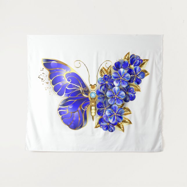 Tapete De Parede Borboleta Flor Sapphire (Frente (Horizontal))