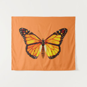 Tapete De Parede Borboleta Monarca, Ouro Laranja e Preto