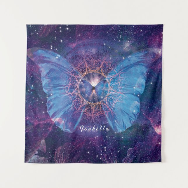 Tapete De Parede Borboleta Morpho / Mandala da Galáxia (Frente)