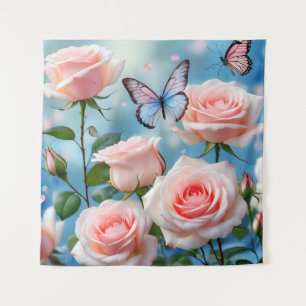Tapete De Parede Borboleta Na Flor Rosa