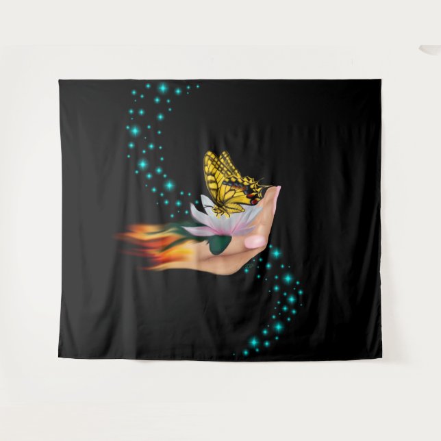 Tapete De Parede Borboleta no Lotus Bloom (Frente (Horizontal))