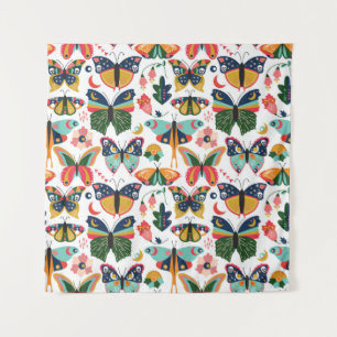 Tapete De Parede Borboletas Boho: Padrão de Papel de Carteira Invis