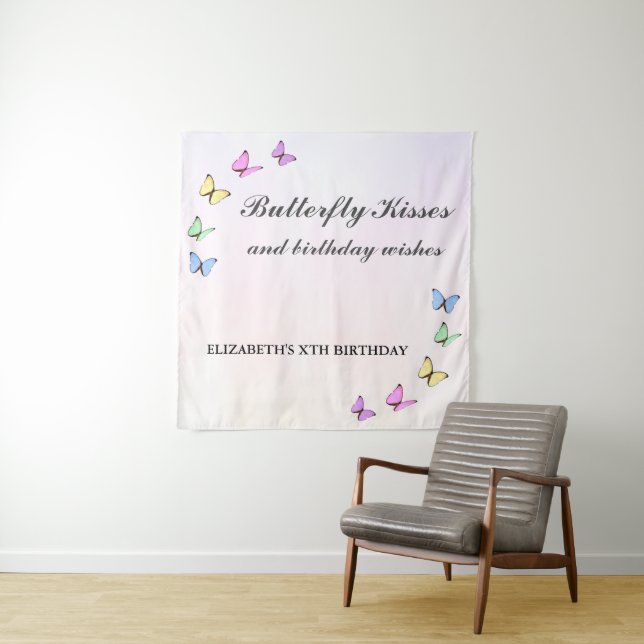 Tapete De Parede Borboletas Coloridas Aniversário (In Situ)