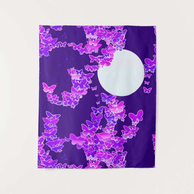 Tapete De Parede Borboletas de desejo da Lua, violetas e roxas prof (Frente)