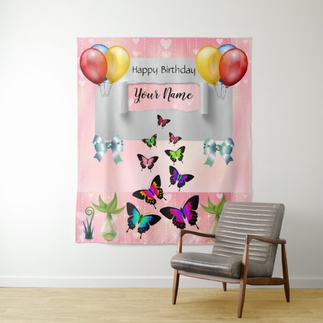 Tapete De Parede Borboletas Elegantes Whimsical Shimmerm Fundo (In Situ)