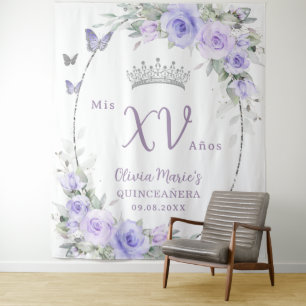 Tapete De Parede Borboletas Florais Roxas lavandas Quinceañera