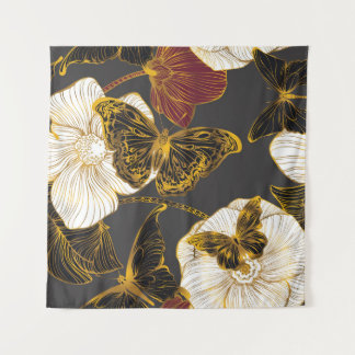 Tapete De Parede Borboletas & Flores: Padrão Boho de Primavera