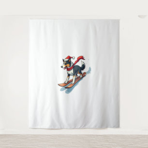 Tapete De Parede Borda Collie Snowboarder