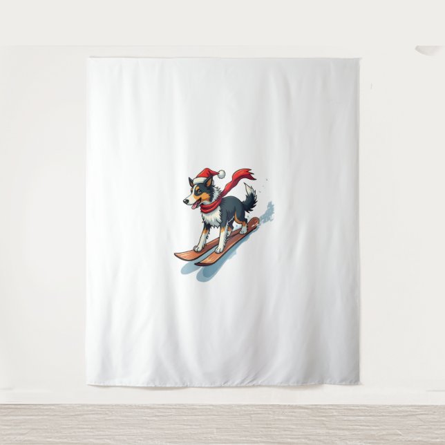 Tapete De Parede Borda Collie Snowboarder (Frente)