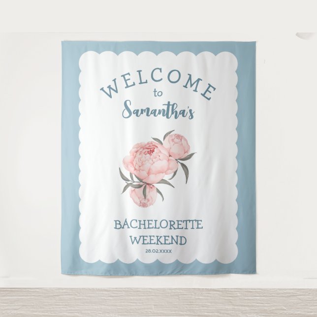 Tapete De Parede Borda de vieira Floral Rosa Despedida de Solteira  (Frente)