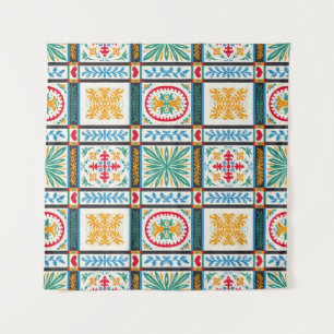 Tapete De Parede Bordado Maiolica Italiano: Floral Mediterrânica