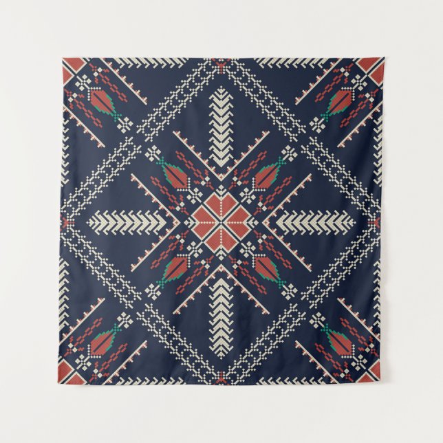 Tapete De Parede Bordado Palestino: Design de Padrão Tradicional (Frente)