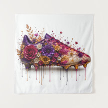 Bota de Futebol Floral Vibrante com Dourado e Roxo