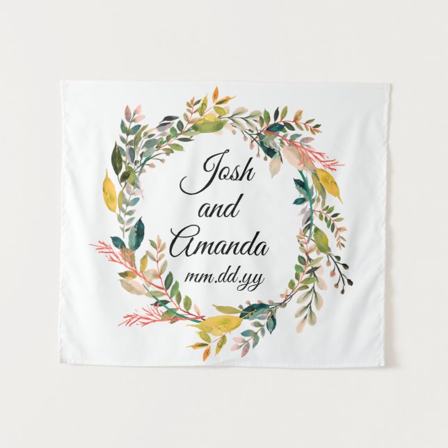 Tapete De Parede Botânica Boho Anniversário Foto Booth (Frente (Horizontal))