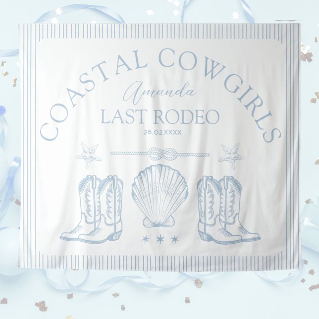 Tapete De Parede Botas de Cowgirl Costeira Festa de Despedida de So (Coastal Cowgirl Boots Western Bachelorette Party Tapestry for the perfect coastal bridal shower)