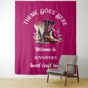 Tapete De Parede Botas de cowgirl ocidentais magenta peônia chic bo