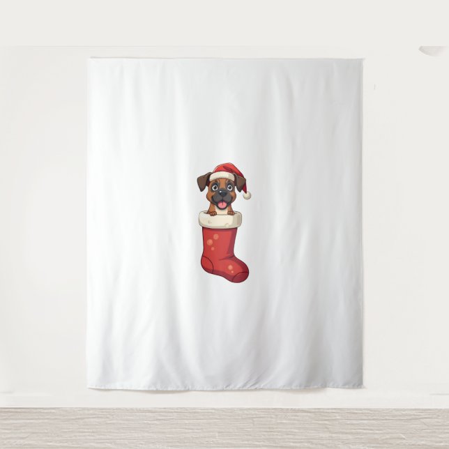 Tapete De Parede Boxer Christmas Stocks dog (Frente)