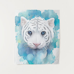 Tapete De Parede Branca Tigre Natureza Selvagem Animal