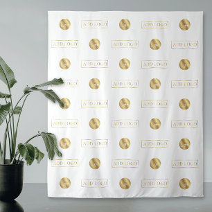 Tapete De Parede Branco e Dourado Dois Logotipos Passo e Replicar E